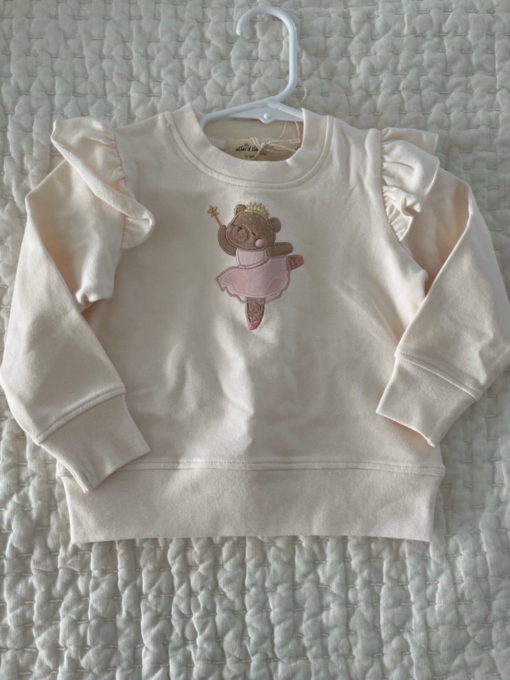 NWT Angel DearAltar’d State French Terry Ruffle Sweatshirt Ballerina Bear 12-18M